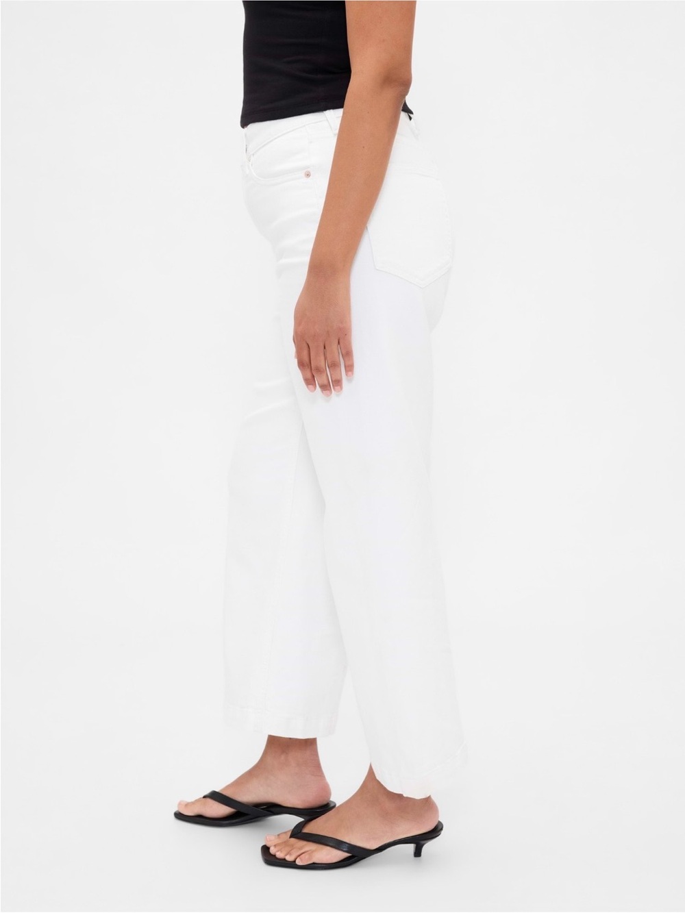 Gap Curvy High Rise Stride White Wide-Leg Ankle Jeans - Size 28 / 6 Tall - Picture 3 of 13